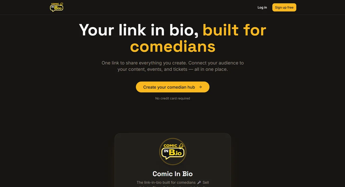 Comic In Bio website screenshot