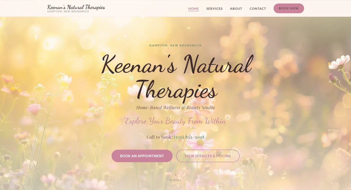 Keenan's Natural Therapies website screenshot